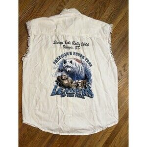 Mens 2006 Sturgis Bike Rally Mt Rushmore Wolf Leaders Of The Pack White Denim L